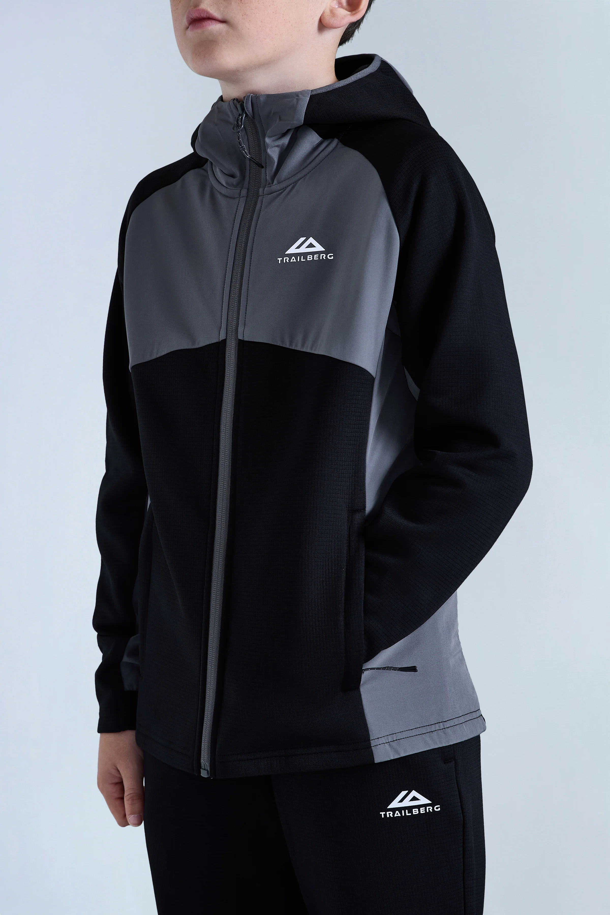 Boys Ice Gridded Fleece Tracksuit - Black/Urban Smoke - Image 6