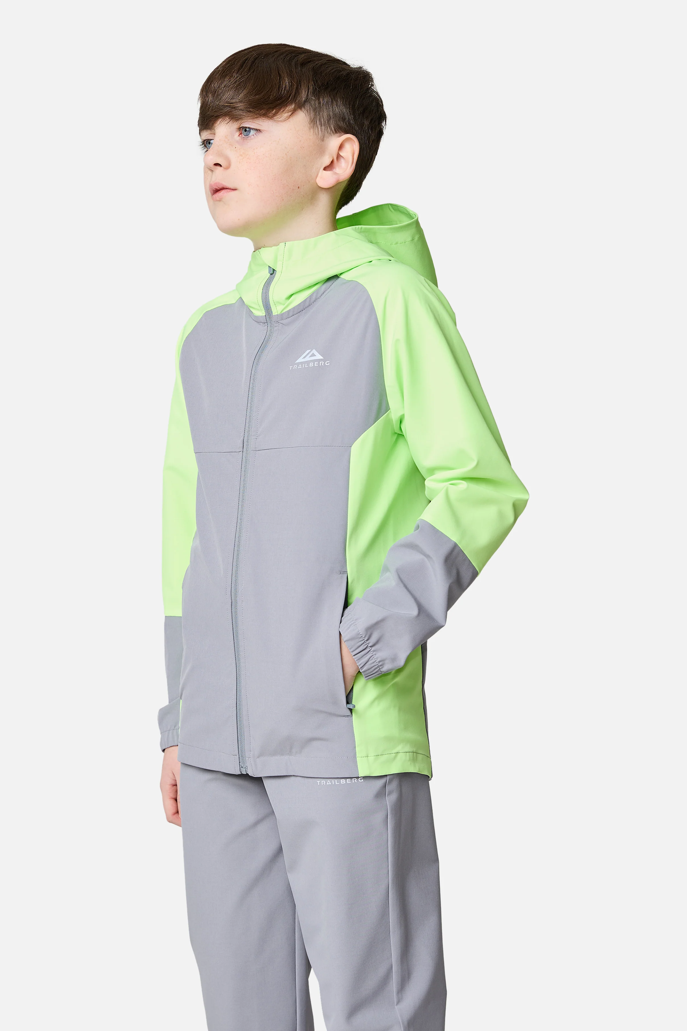 Boys Essentials Hood - Moon Grey/Neon Lime - Image 5
