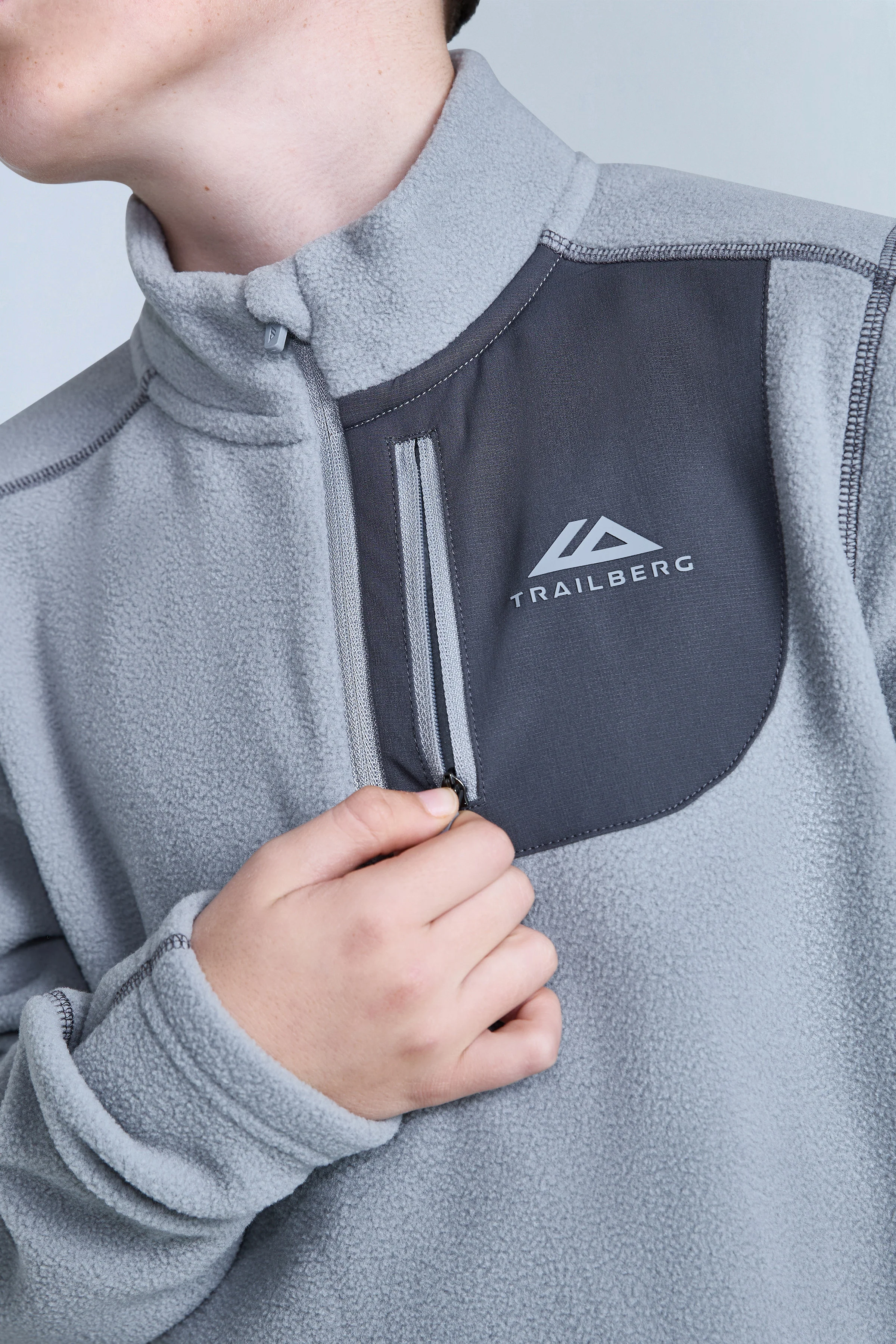 Boys Astra Microfleece 1/4 Zip - Moon Grey/Iron Grey - Image 2