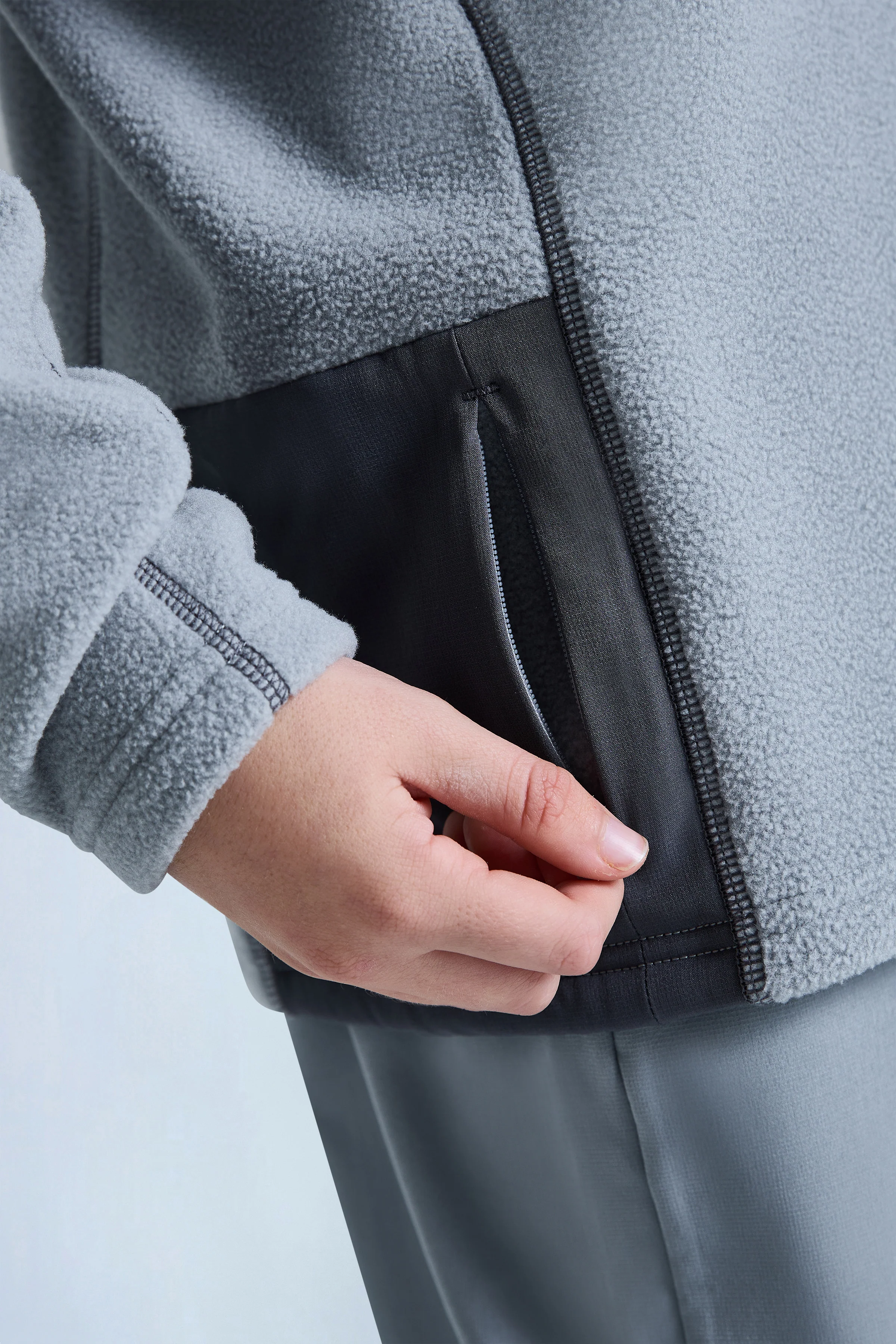Boys Astra Microfleece 1/4 Zip - Moon Grey/Iron Grey - Image 4