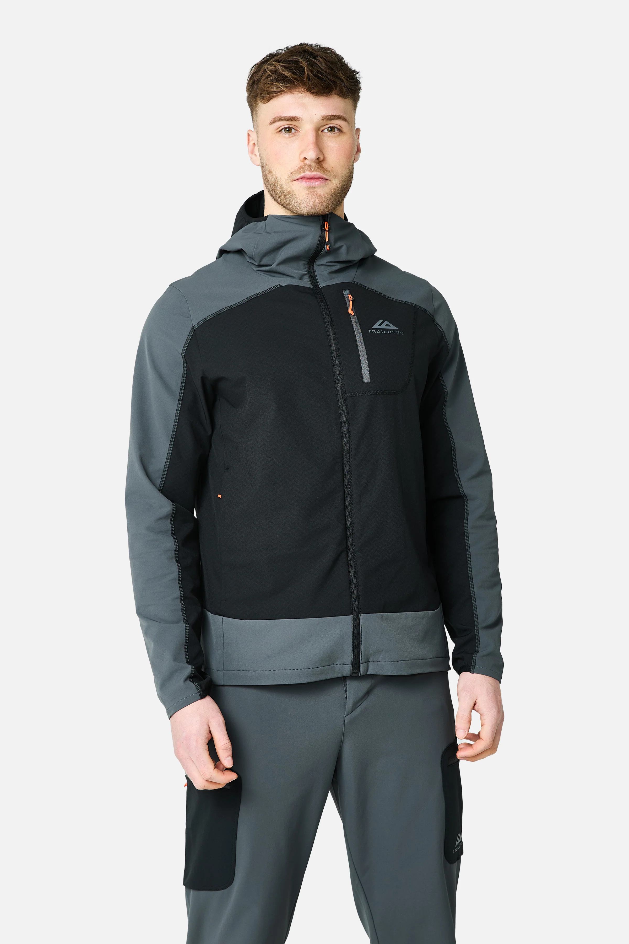 Caldera Grid Fleece Hood - Black/Volcano Grey