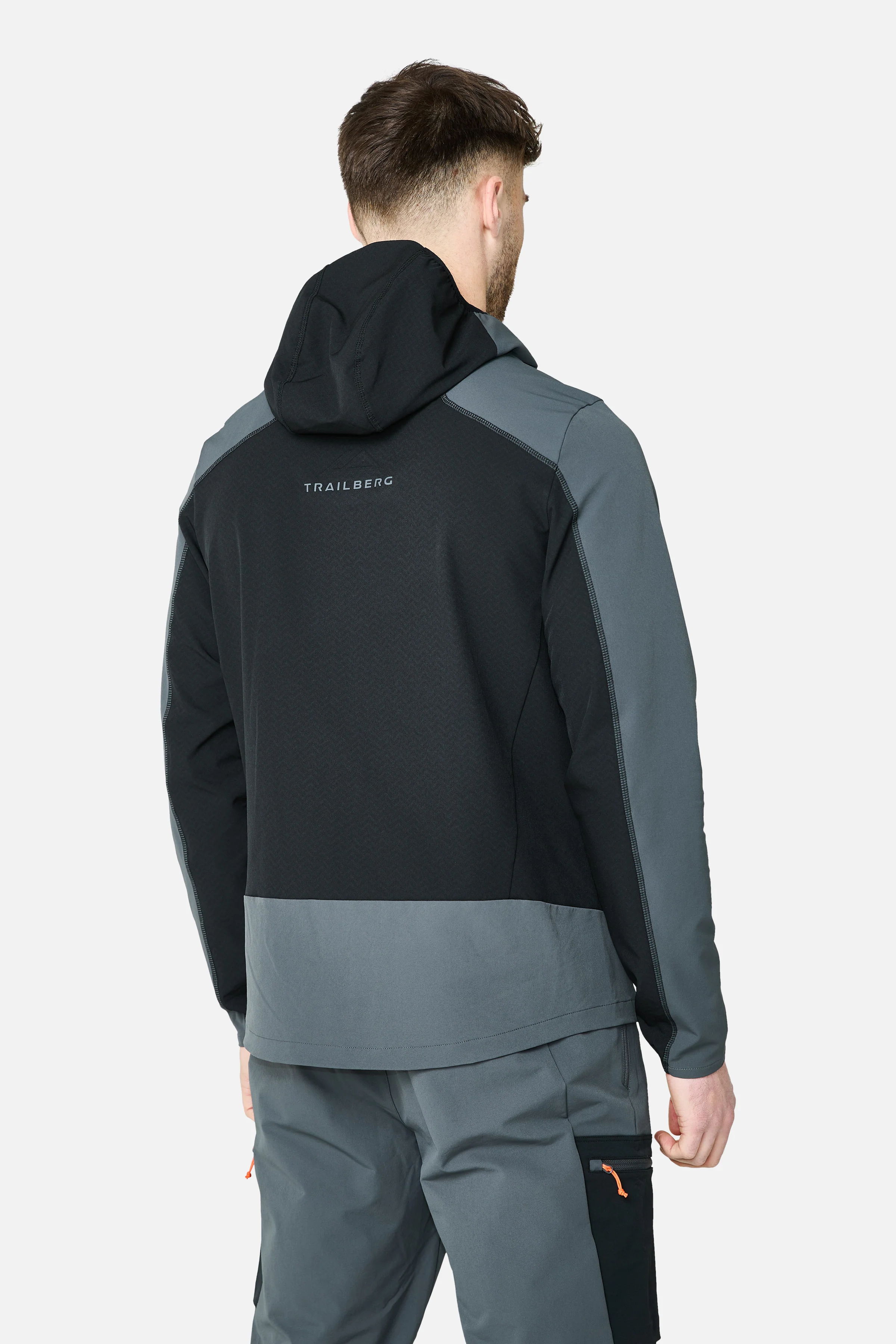 Caldera Grid Fleece Hood - Black/Volcano Grey - Image 2