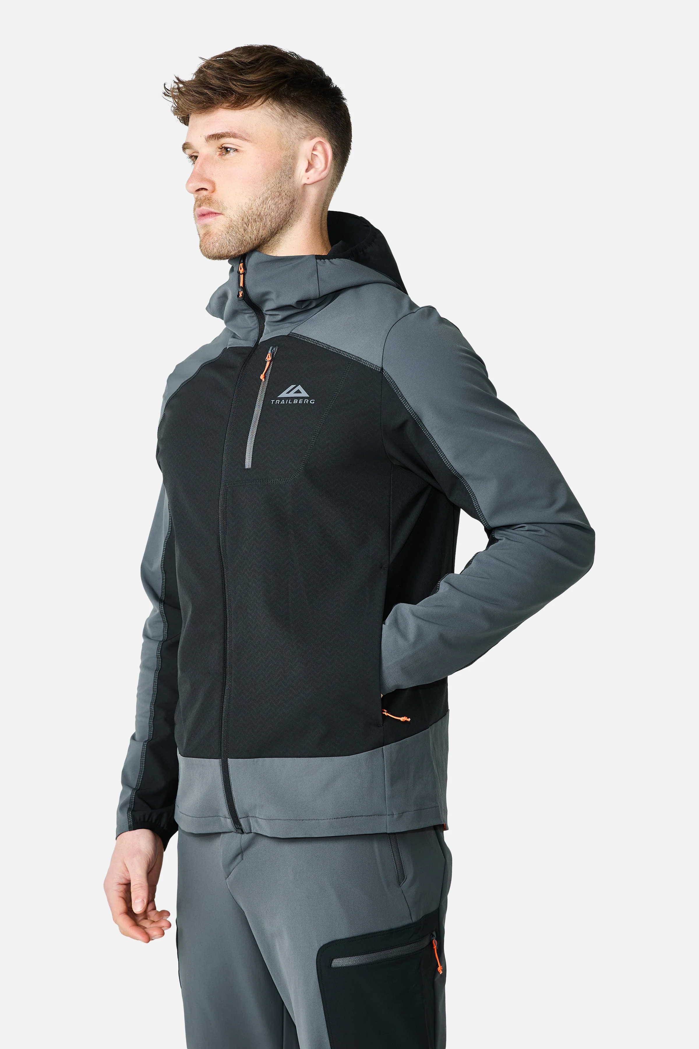 Caldera Grid Fleece Hood - Black/Volcano Grey - Image 3
