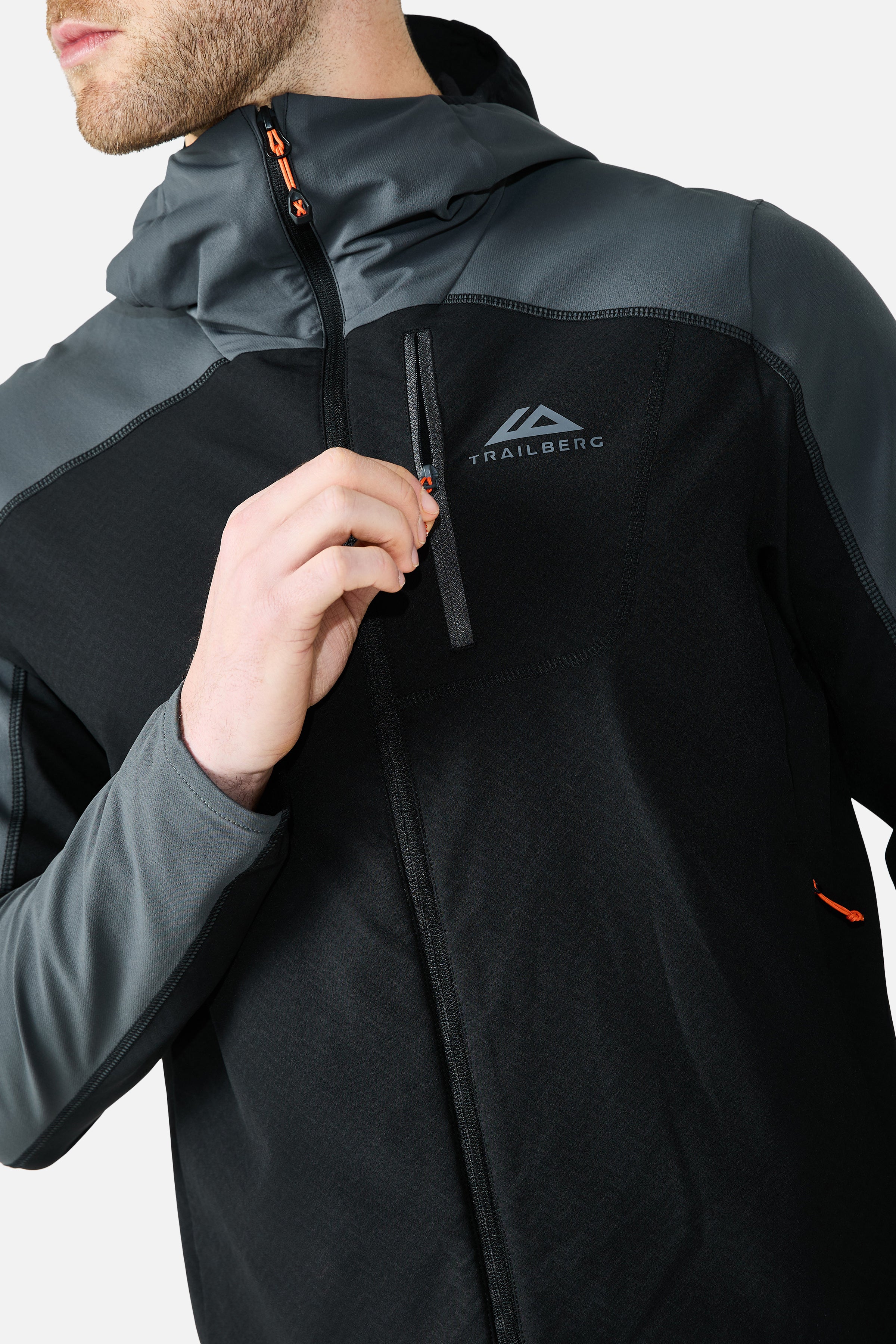 Caldera Grid Fleece Hood - Black/Volcano Grey - Image 4