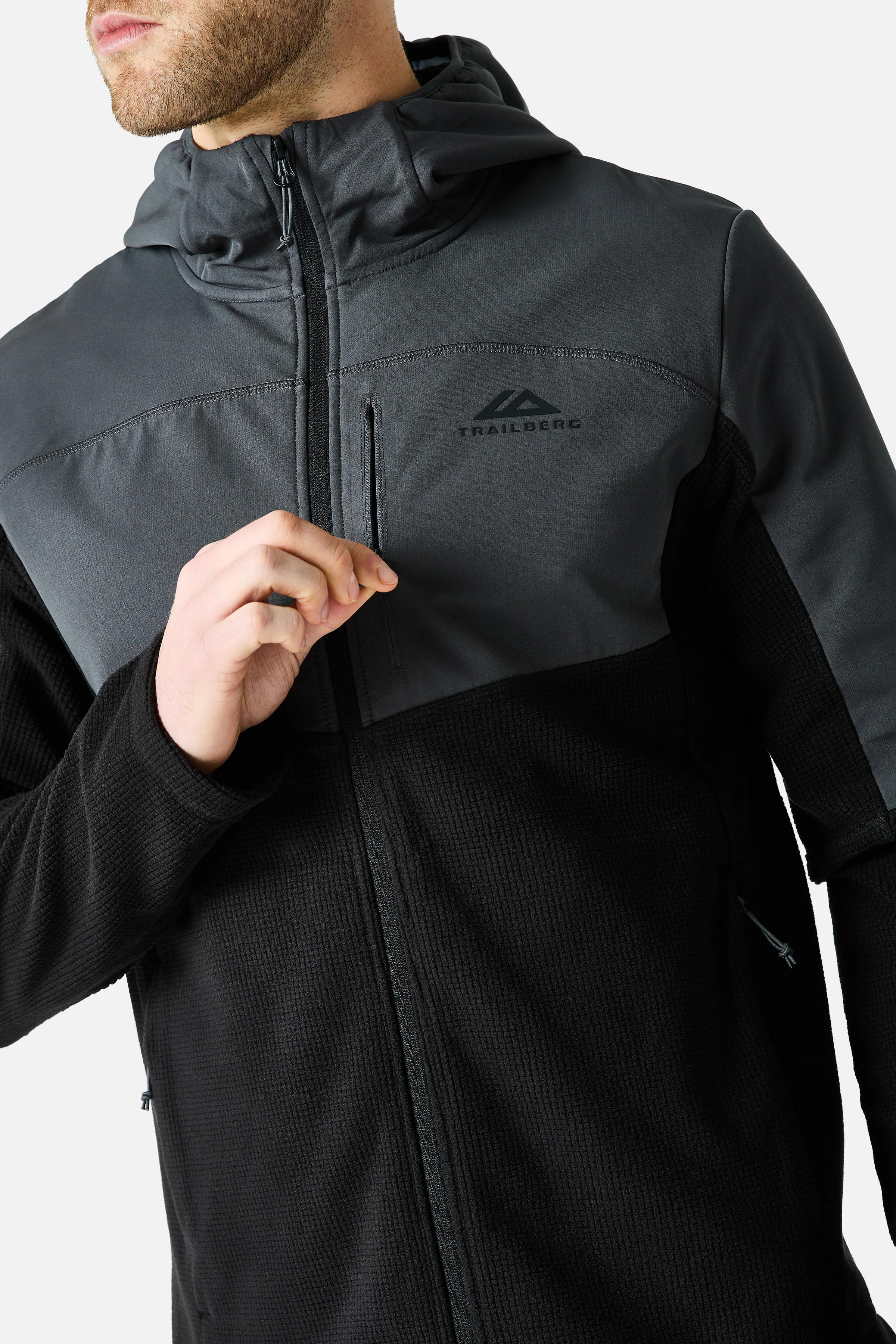 Compass Microfleece Hood - Black/Asphalt - Image 3