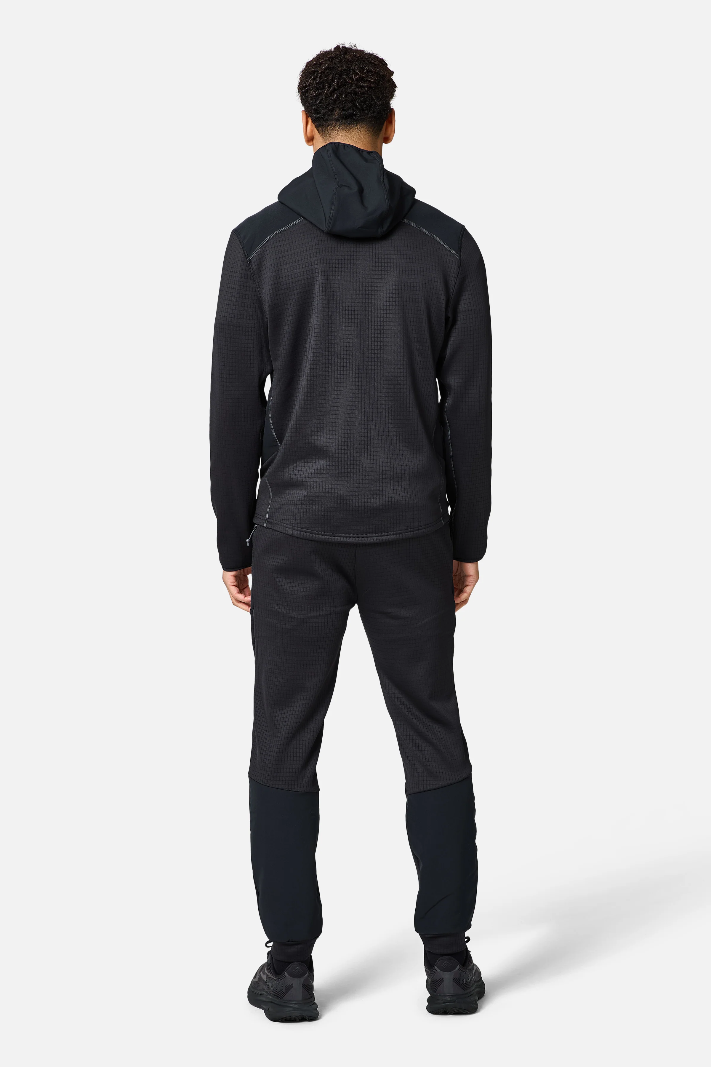 District Gridded Fleece Tracksuit - Black/Volcano Grey - Image 3