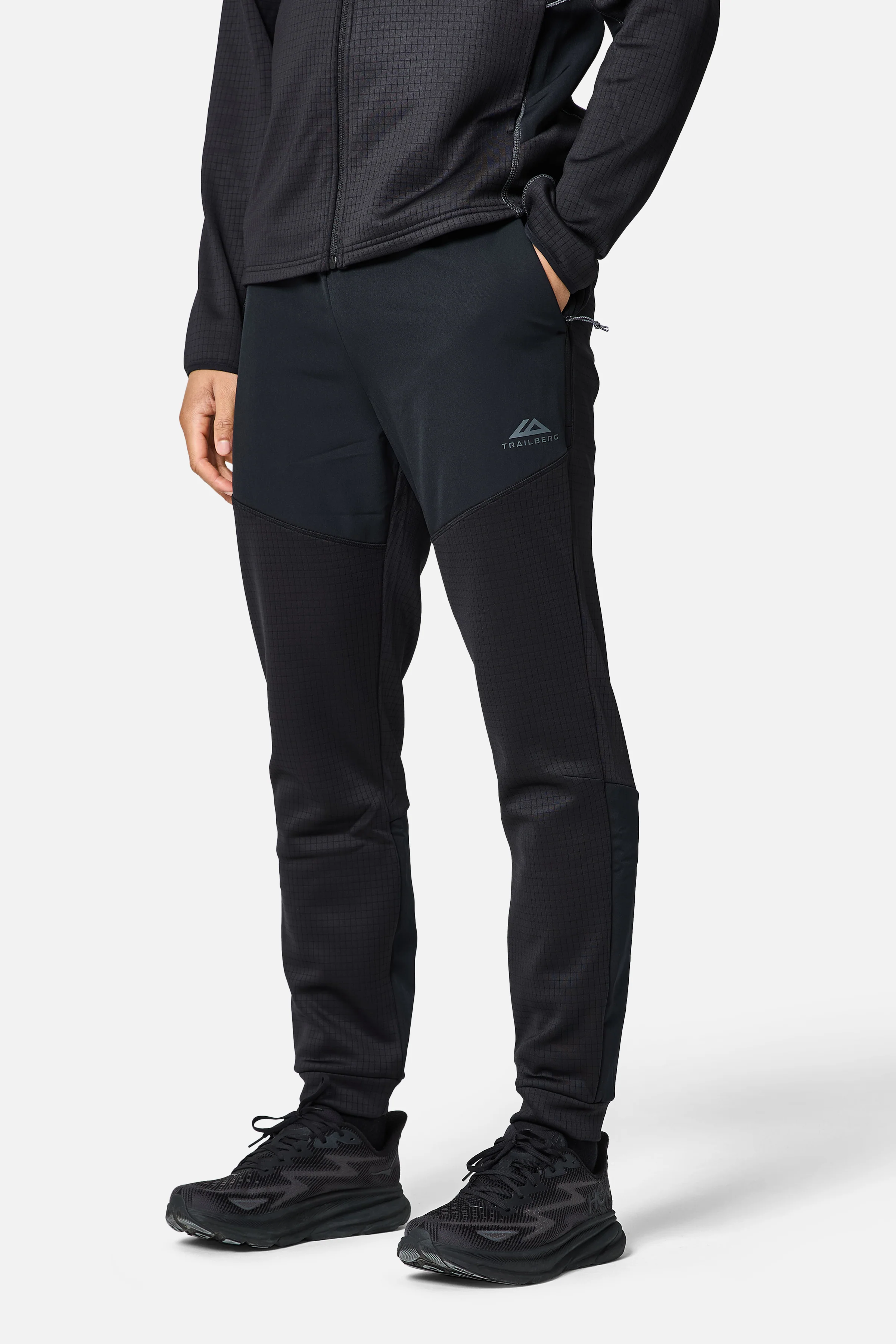 District Gridded Fleece Tracksuit - Black/Volcano Grey - Image 8