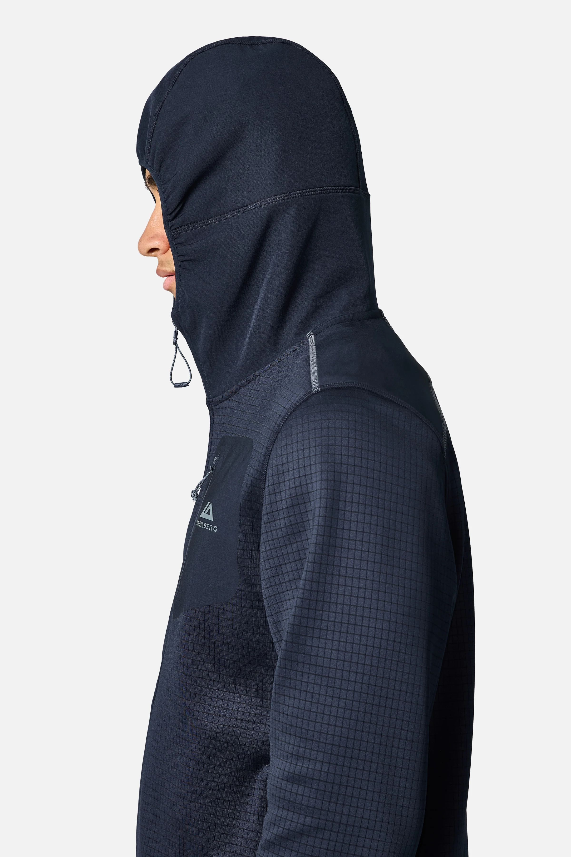 District Gridded Fleece Hood - Deep Ocean/Storm Grey - Image 4
