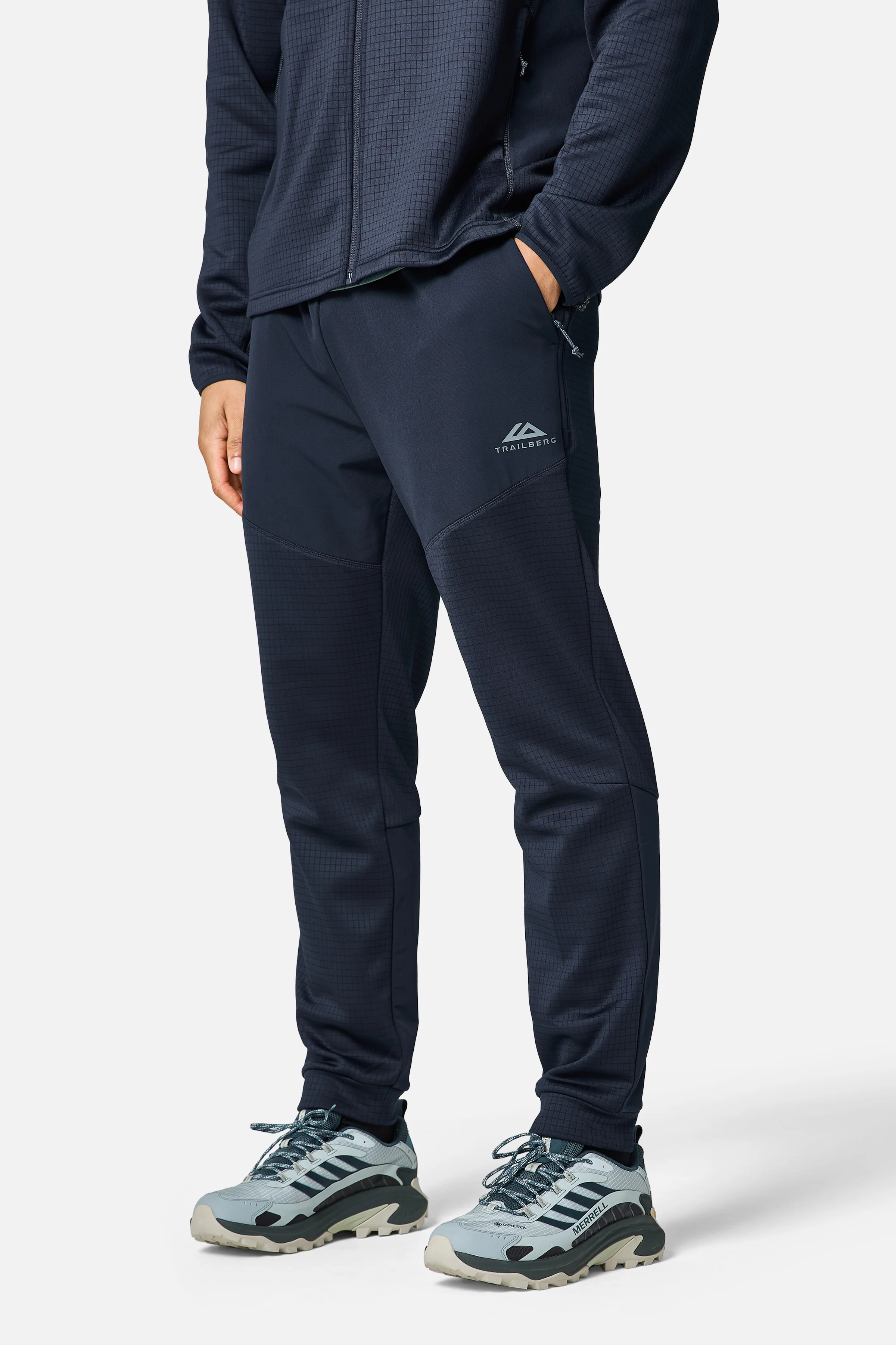 District Gridded Fleece Tracksuit - Deep Ocean Blue/Storm Grey - Image 7