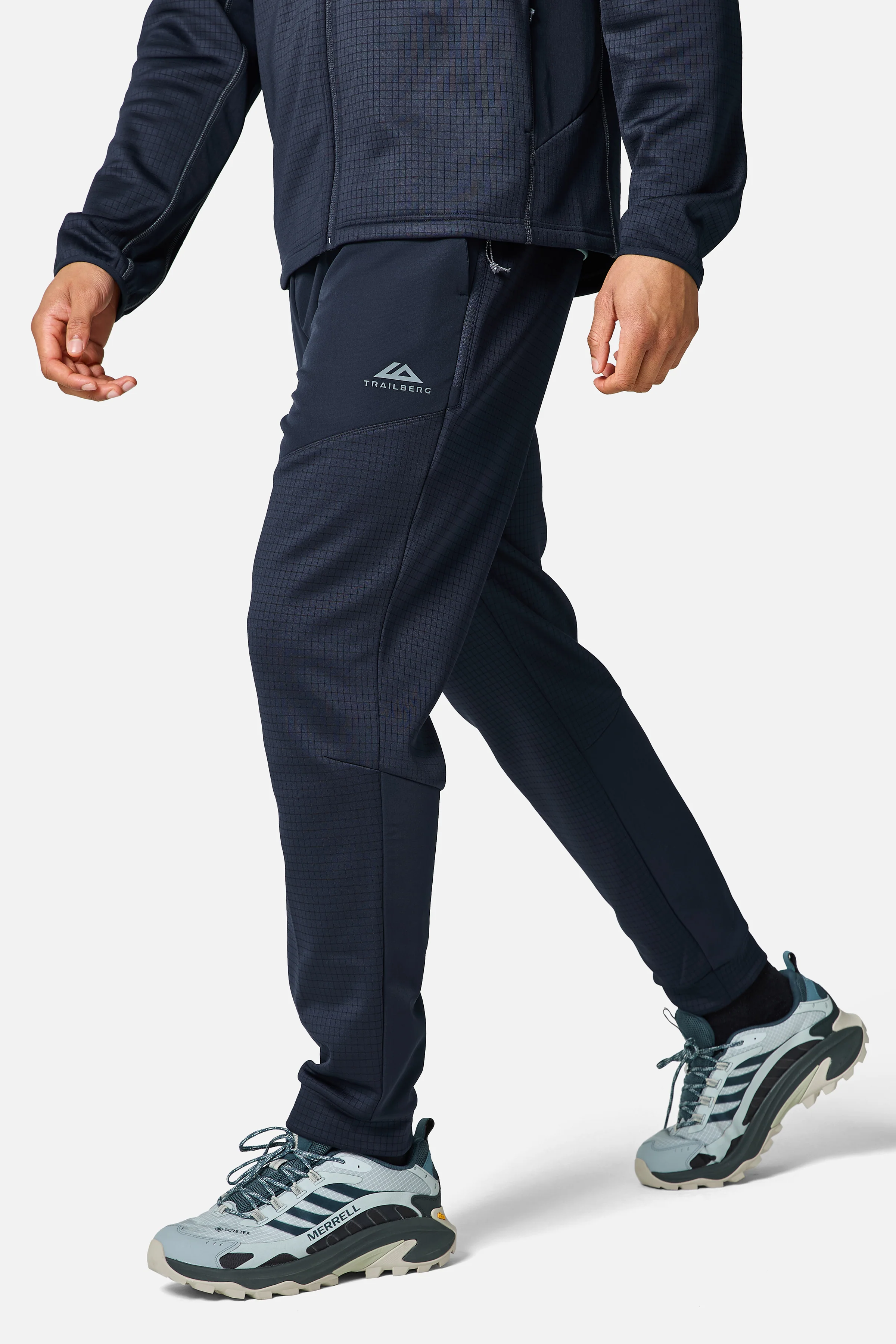 District Gridded Fleece Jogger - Deep Ocean/Storm Grey - Image 2
