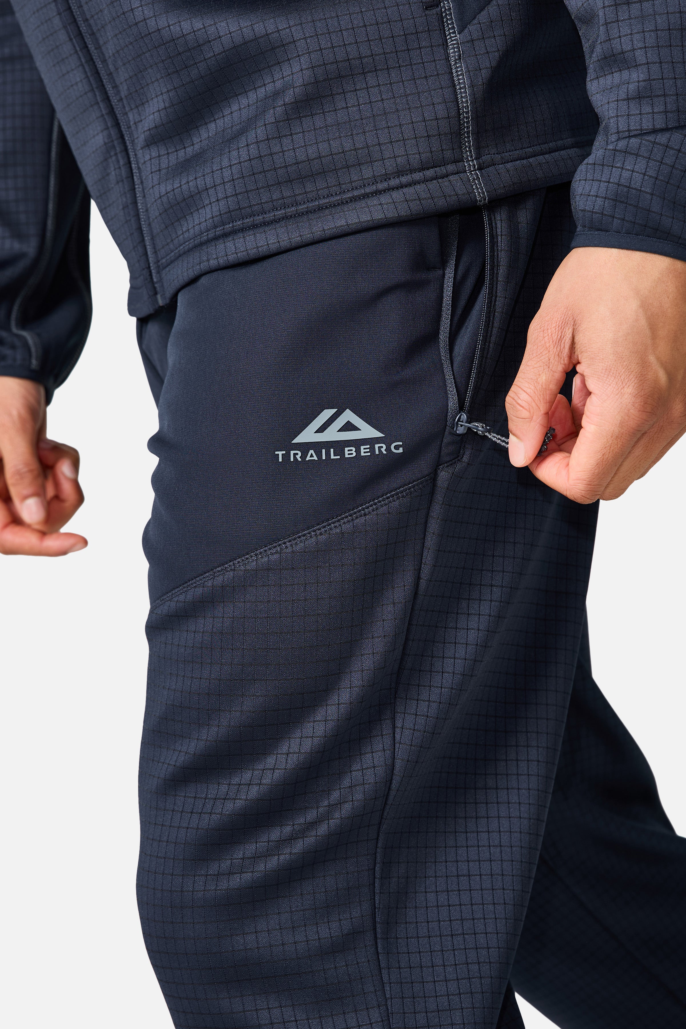 District Gridded Fleece Jogger - Deep Ocean/Storm Grey - Image 4