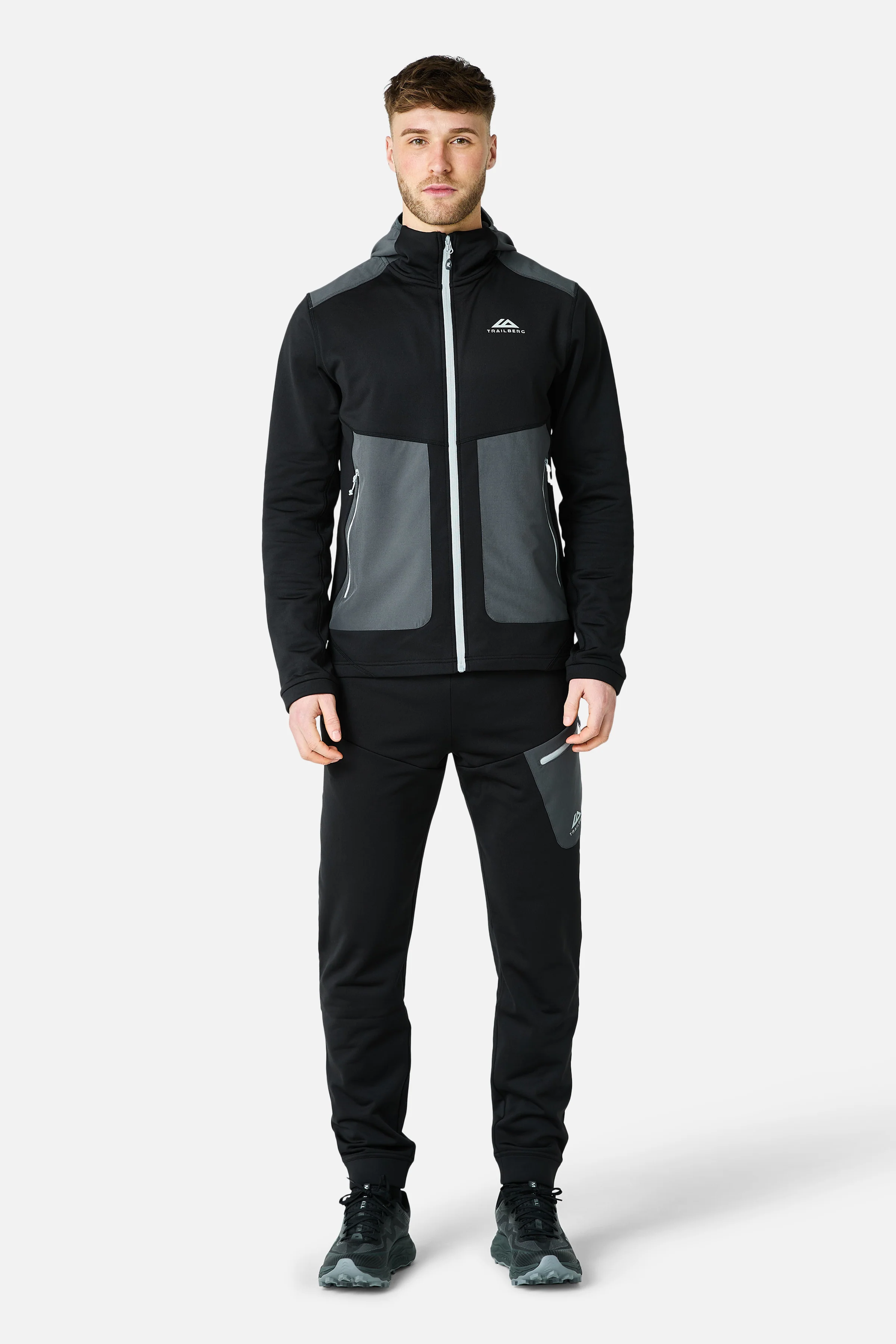 Vale Gridded Fleece Hood - Black/Volcano Grey - Image 4