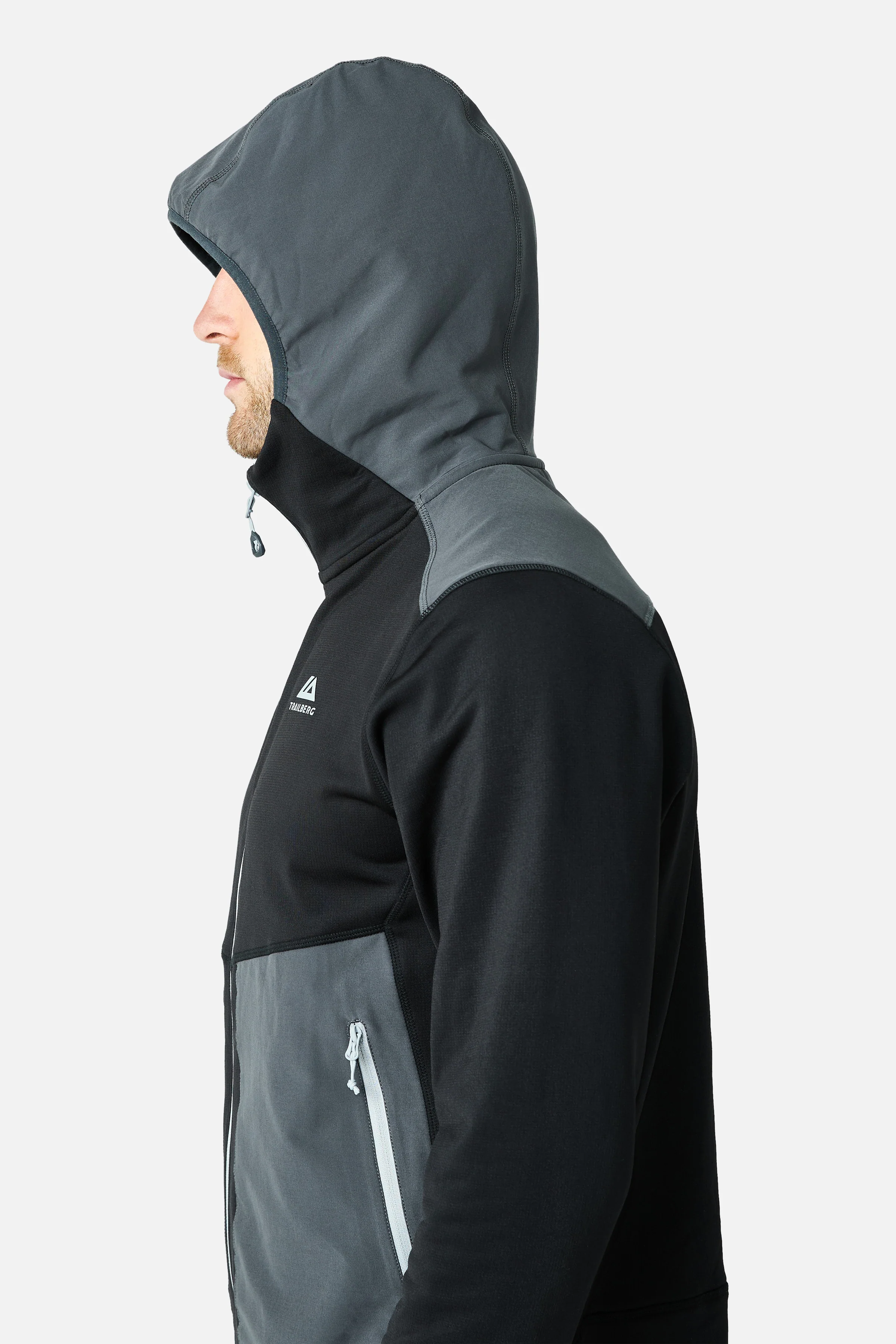 Vale Gridded Fleece Hood - Black/Volcano Grey - Image 6