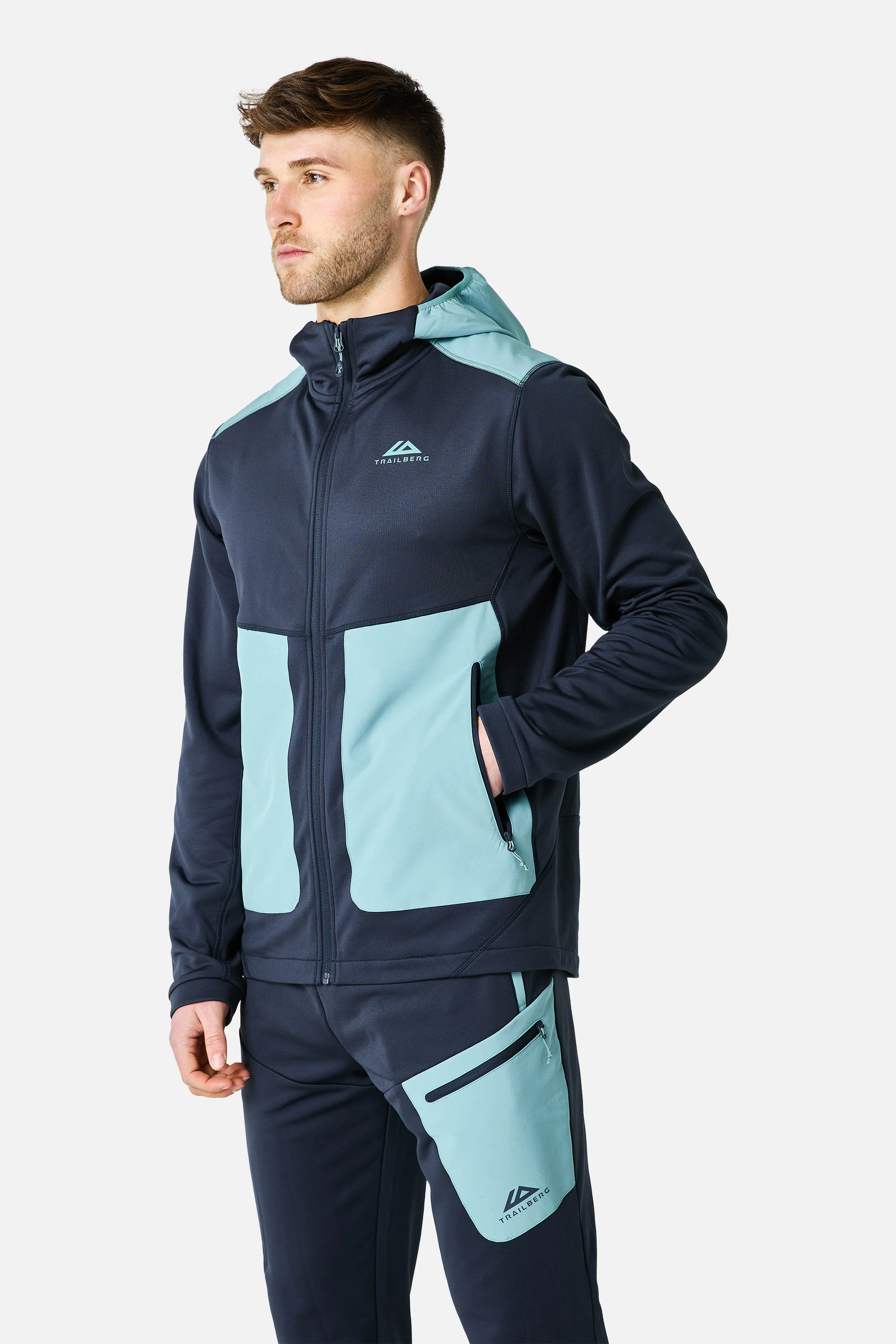 Vale Gridded Fleece Hood - Storm Blue/Polar Breeze - Image 2