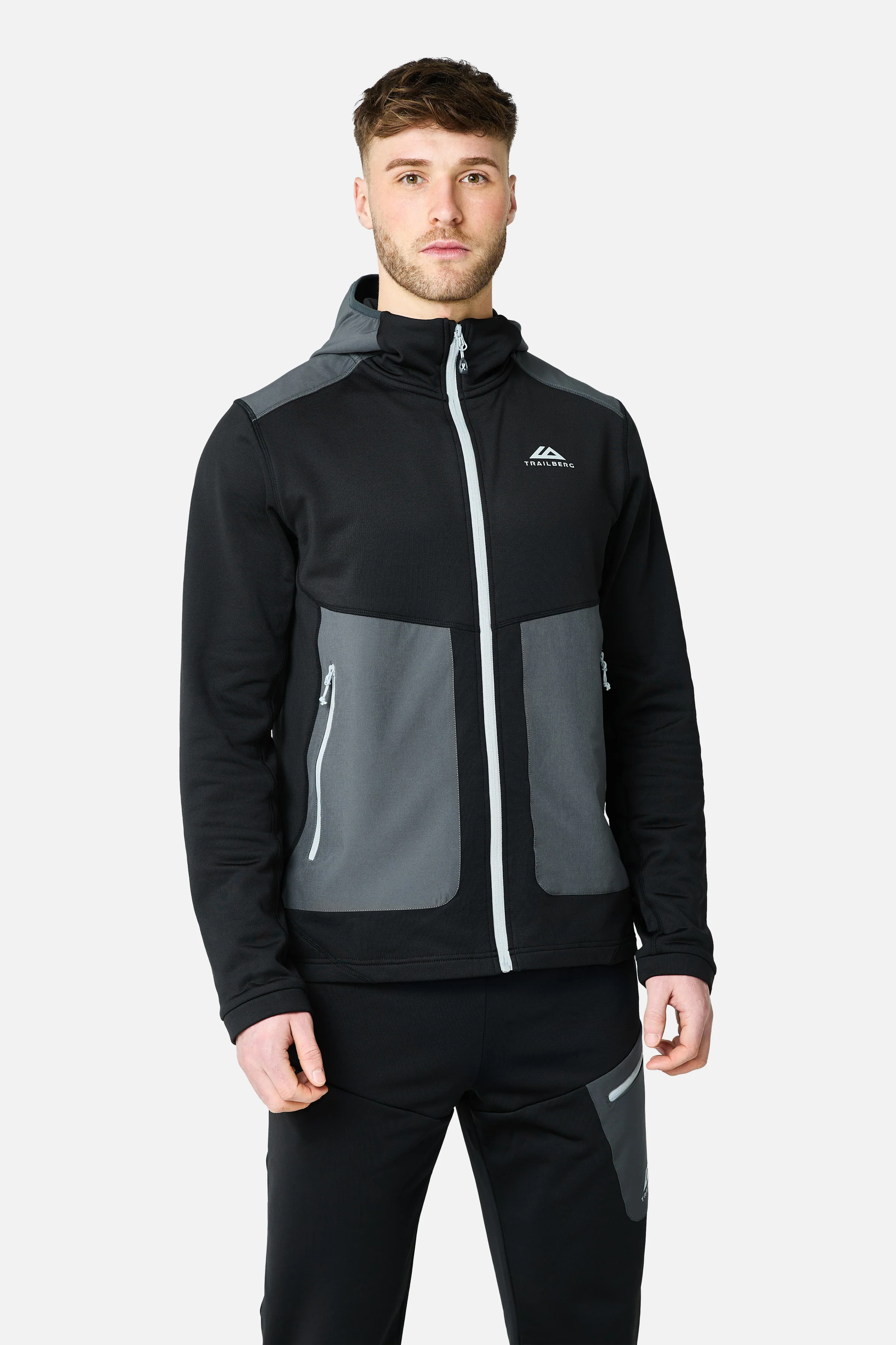 Vale Gridded Fleece Tracksuit - Black - Image 3