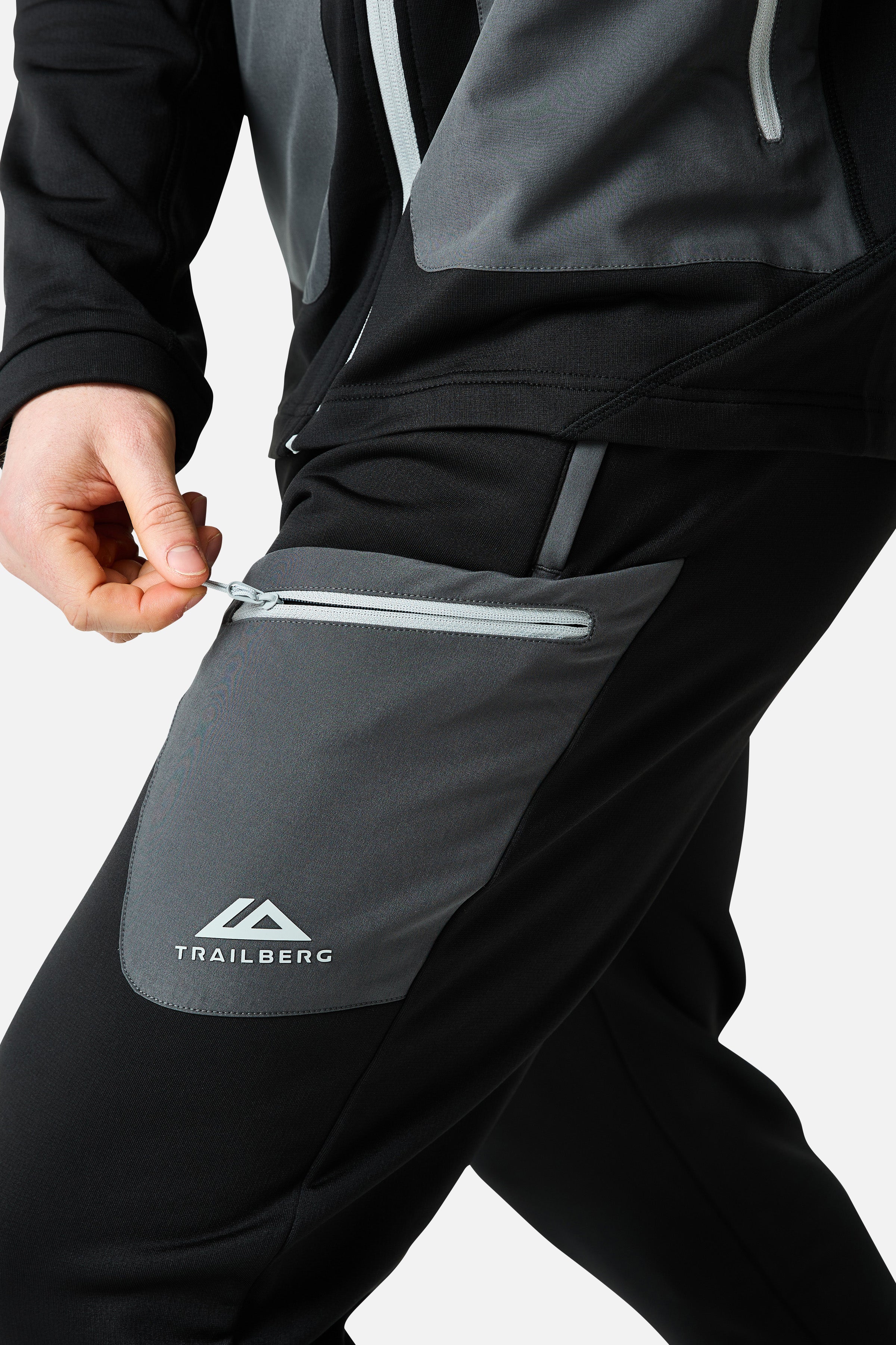 Vale Gridded Fleece Tracksuit - Black - Image 9
