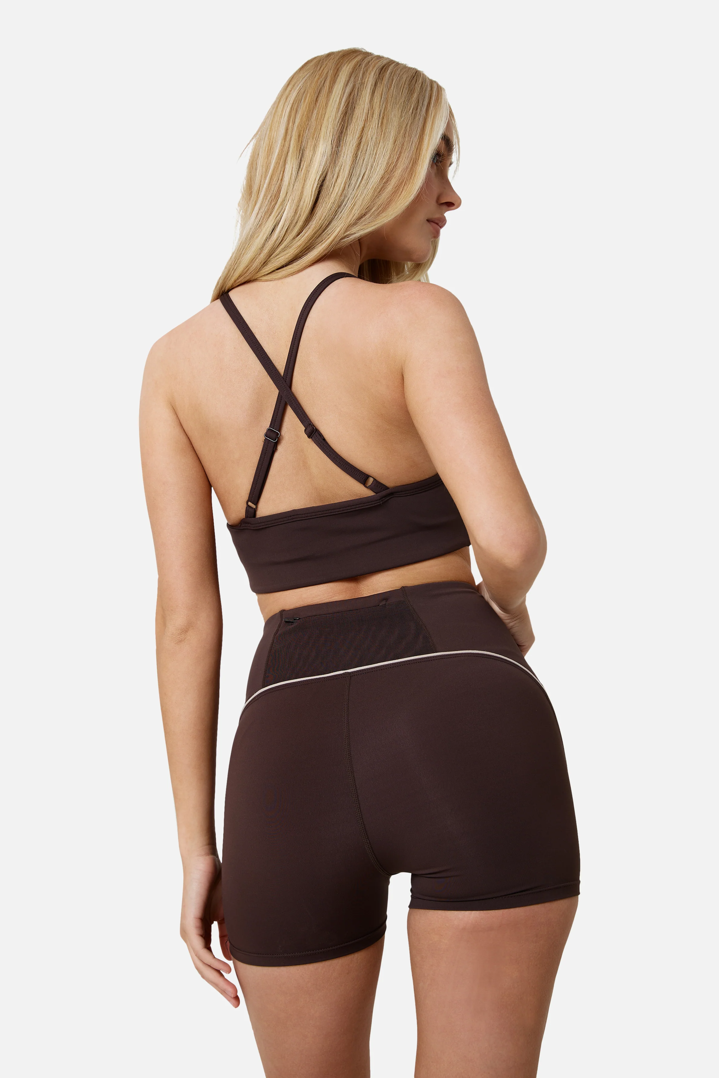 Womens Drift Strappy Sports Bra - Bitter Chocolate - Image 3