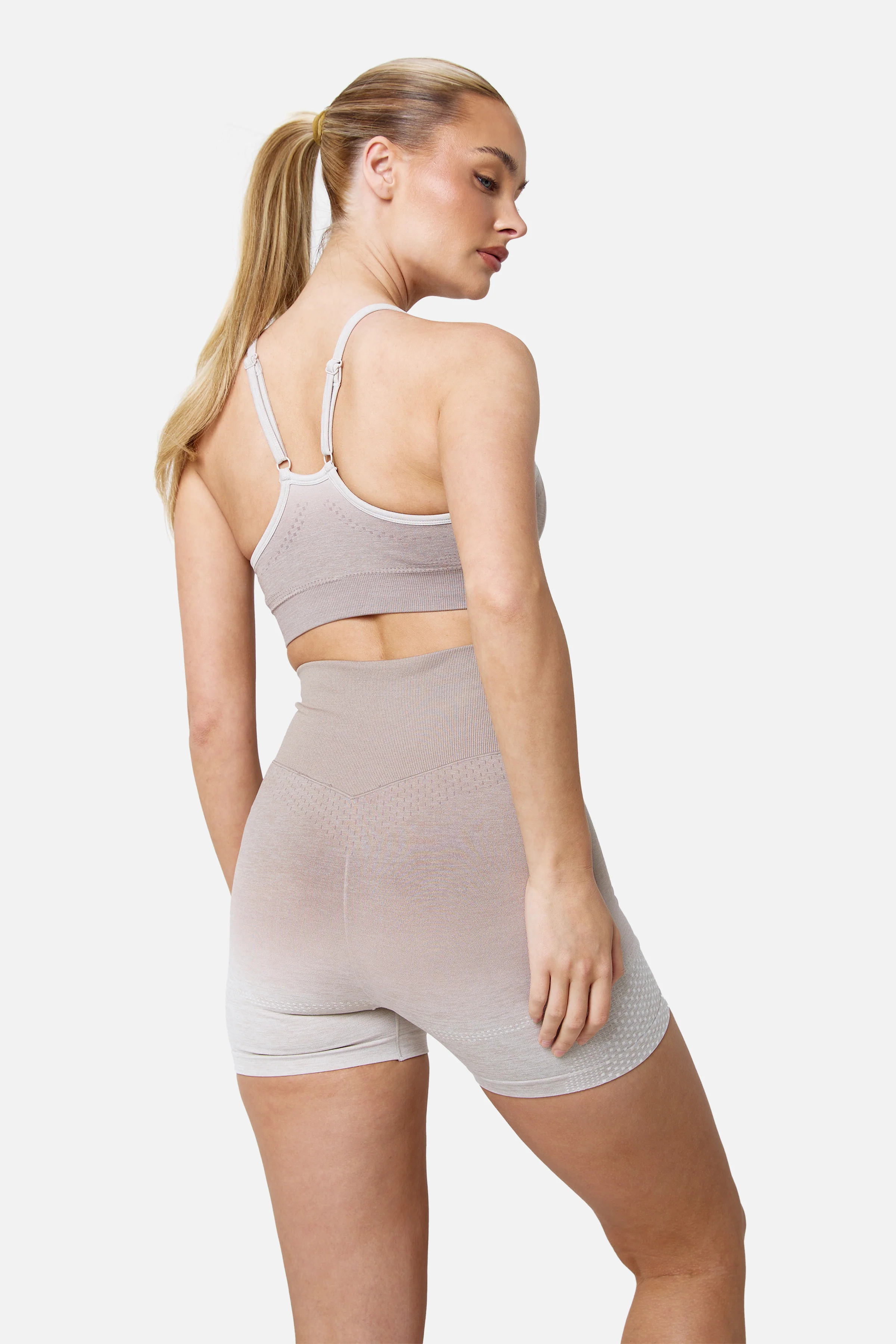 Womens Evocurve Seamless Bra and Short Set - Pebblestone/Pale Taupe - Image 5