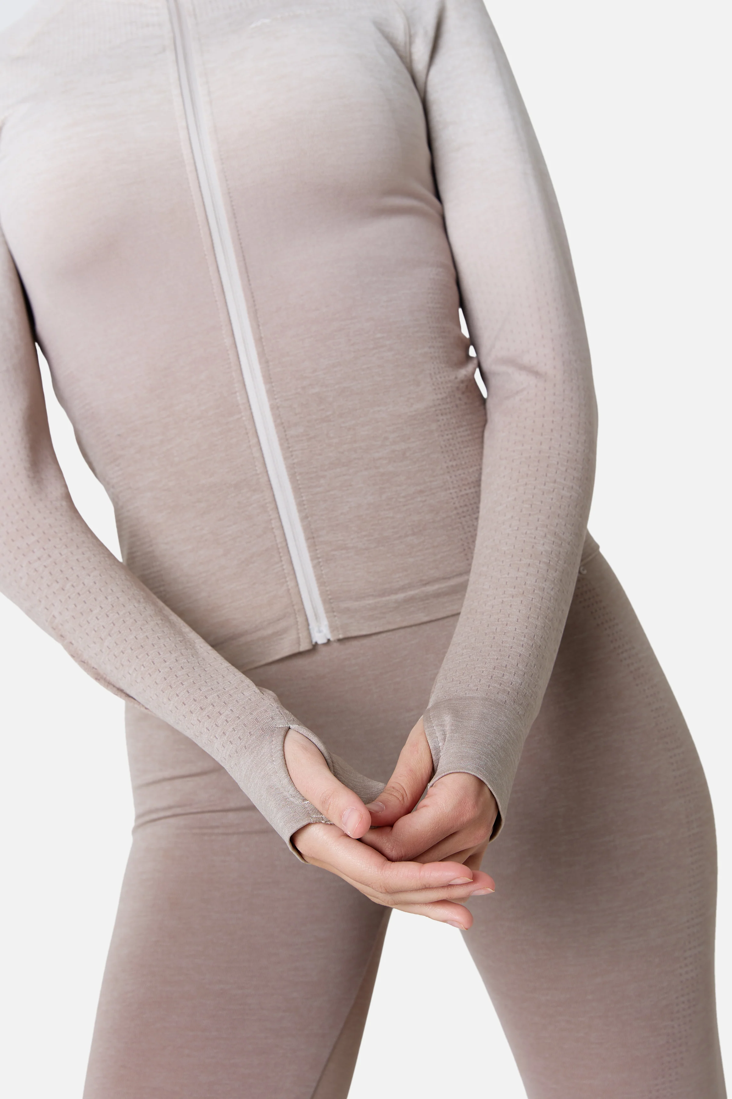 Womens Evocurve Seamless Track Jacket - Pebble Stone / Pale Taupe / Frosted Ridge - Image 5
