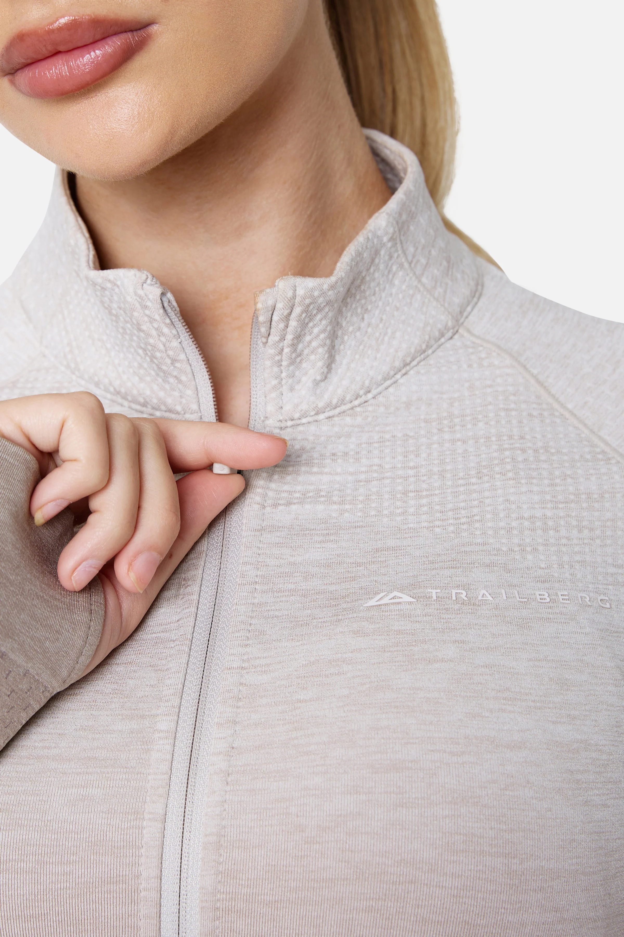 Womens Evocurve Seamless Track Jacket - Pebble Stone / Pale Taupe / Frosted Ridge - Image 7