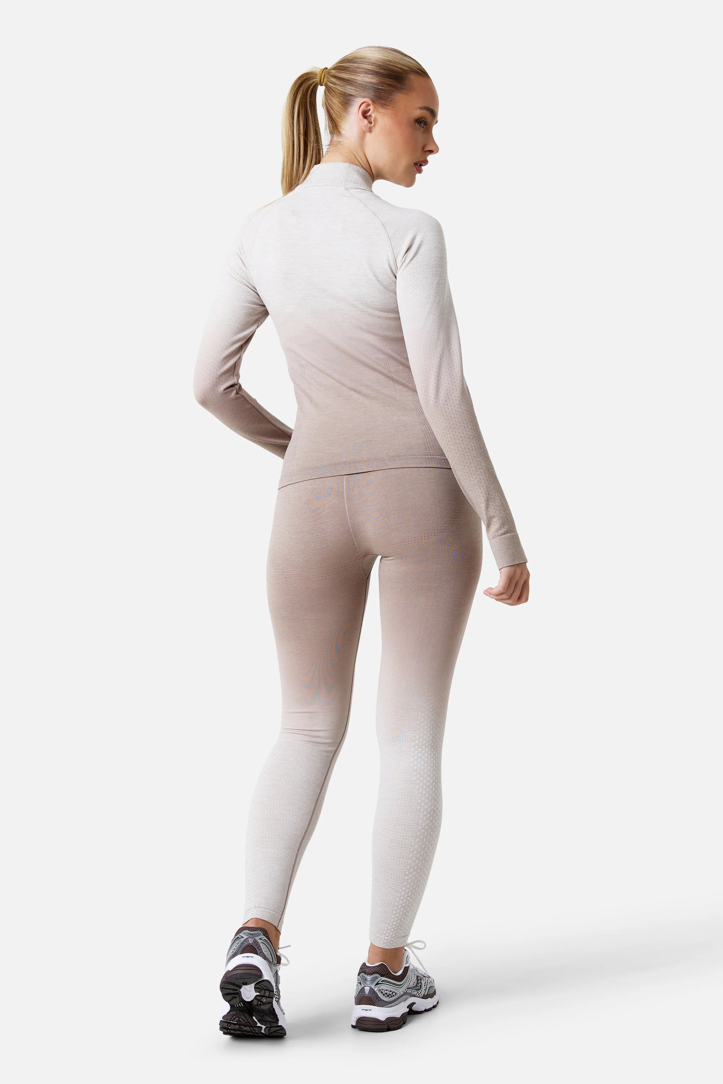 Womens Evocurve Seamless Track Jacket - Pebble Stone / Pale Taupe / Frosted Ridge - Image 8